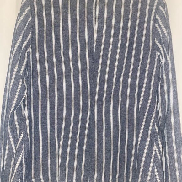 Anthropologie Sanctuary Linen Comfy Soft Chambray White Striped Blazer Small - Picture 8 of 9